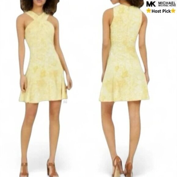 MICHAEL Michael Kors Dresses & Skirts - MICHAEL MICHAEL KORS Crossover Neck Sleeveless Mini Dress Butter Yellow XL - NWT
